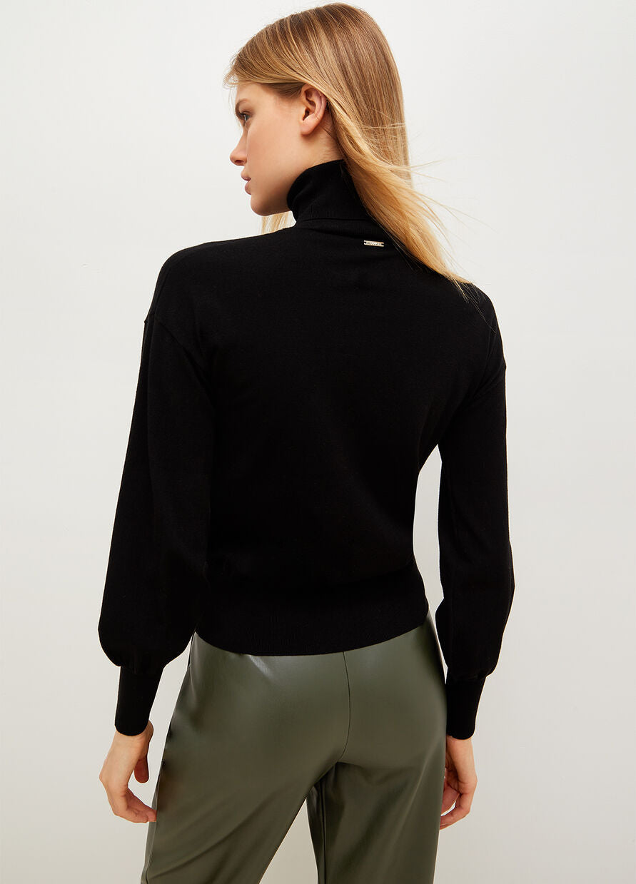 Maglia a Collo Alto con Dettaglio Liu Jo / Nero - Ideal Moda