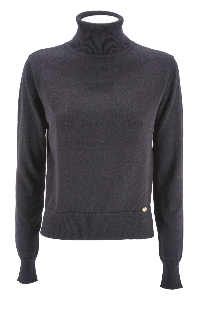Maglia Very Simple a collo alto / Nero - Ideal Moda