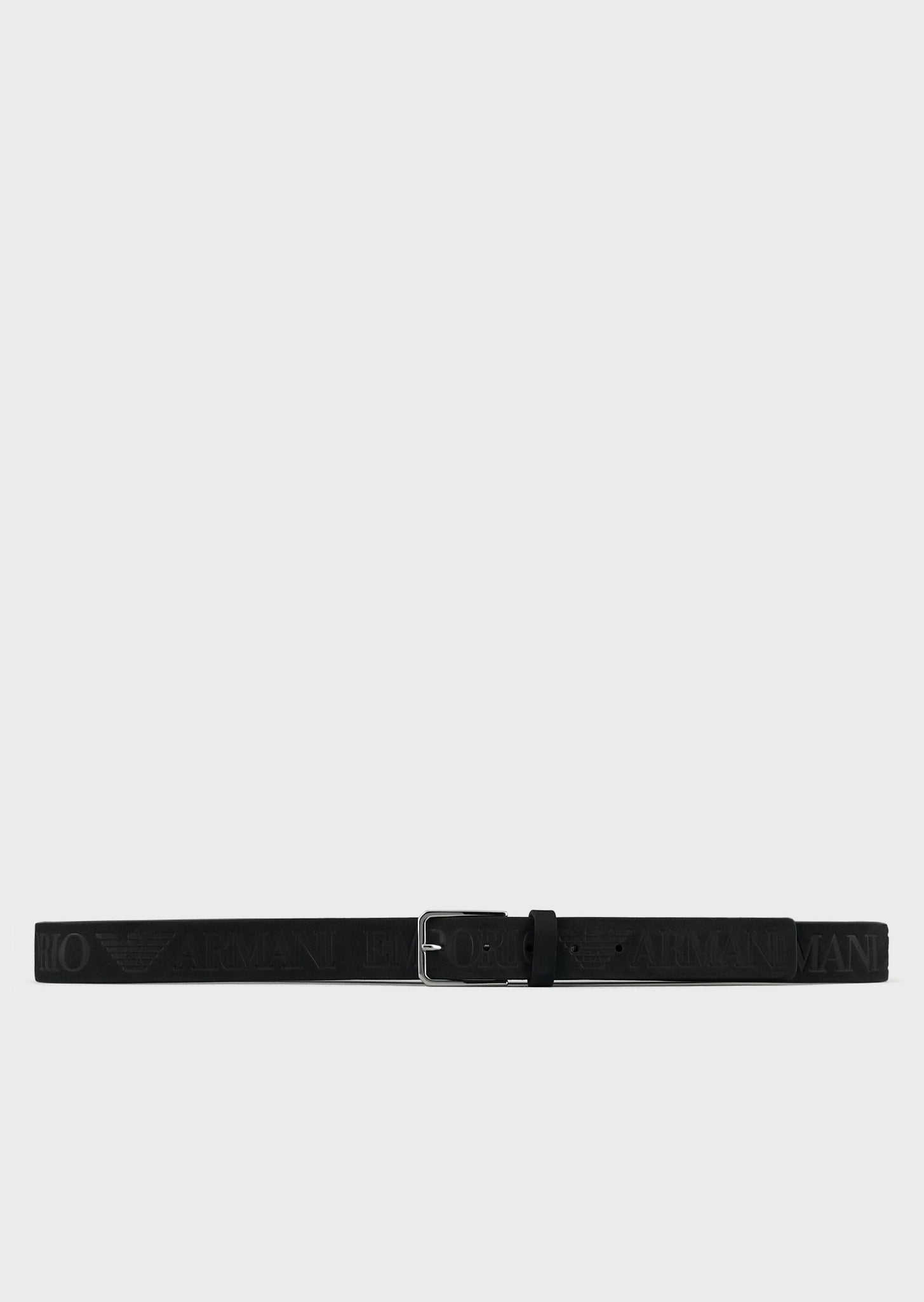Cintura in pelle nabuk con logo embossed / Nero - Ideal Moda
