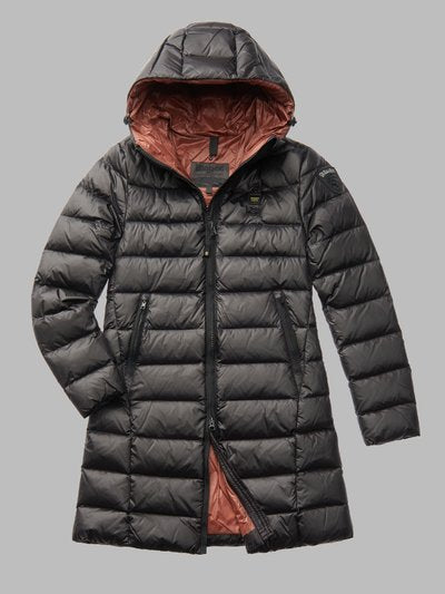 Giubbino Lungo con Logo Blauer / Nero - Ideal Moda