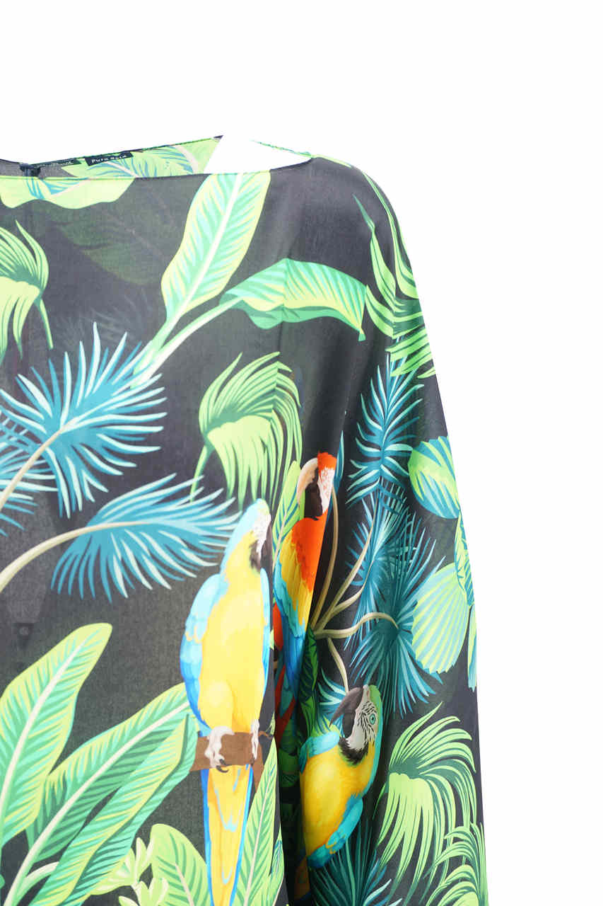 Abito a kaftano in seta / Nero - Ideal Moda