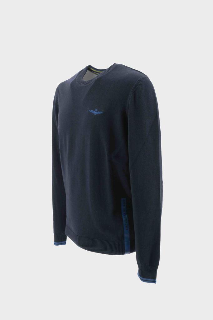 Maglia in Cotone Girocollo / Blu - Ideal Moda