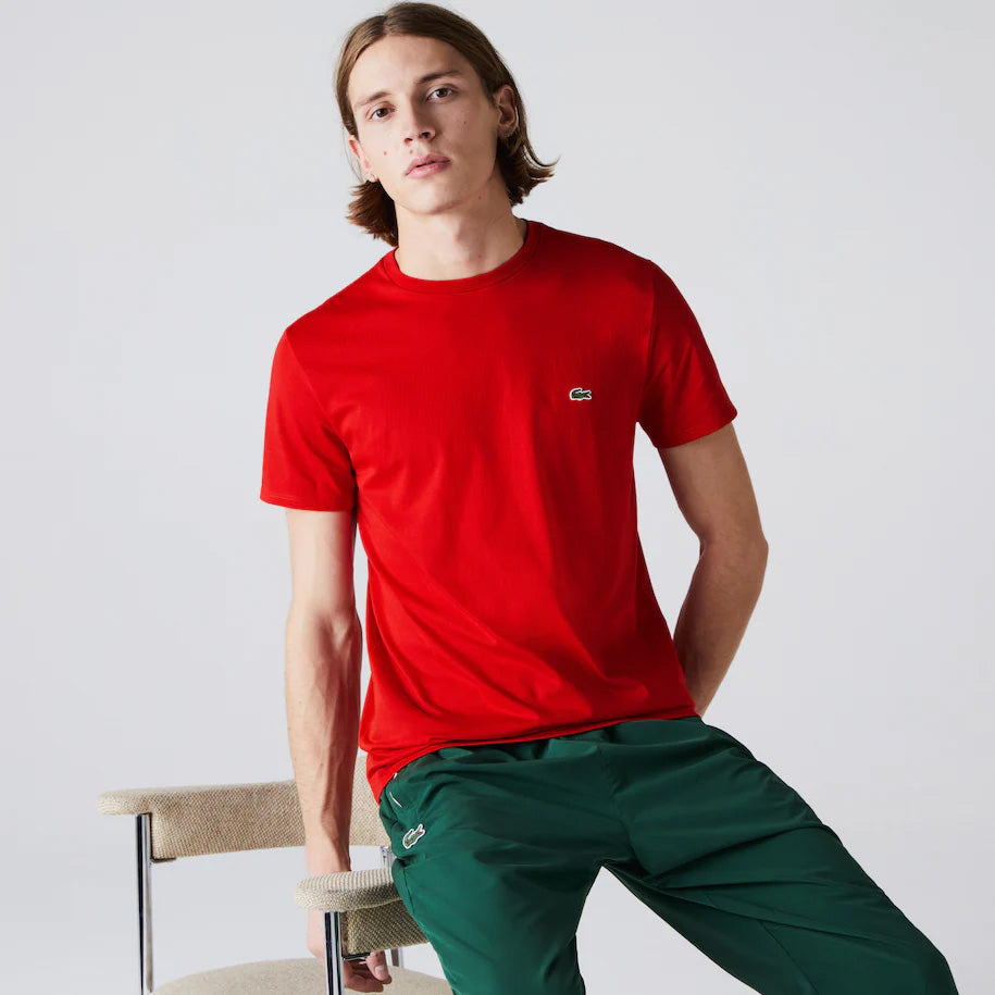 T-shirt a girocollo in jersey di cotone Pima / Rosso - Ideal Moda