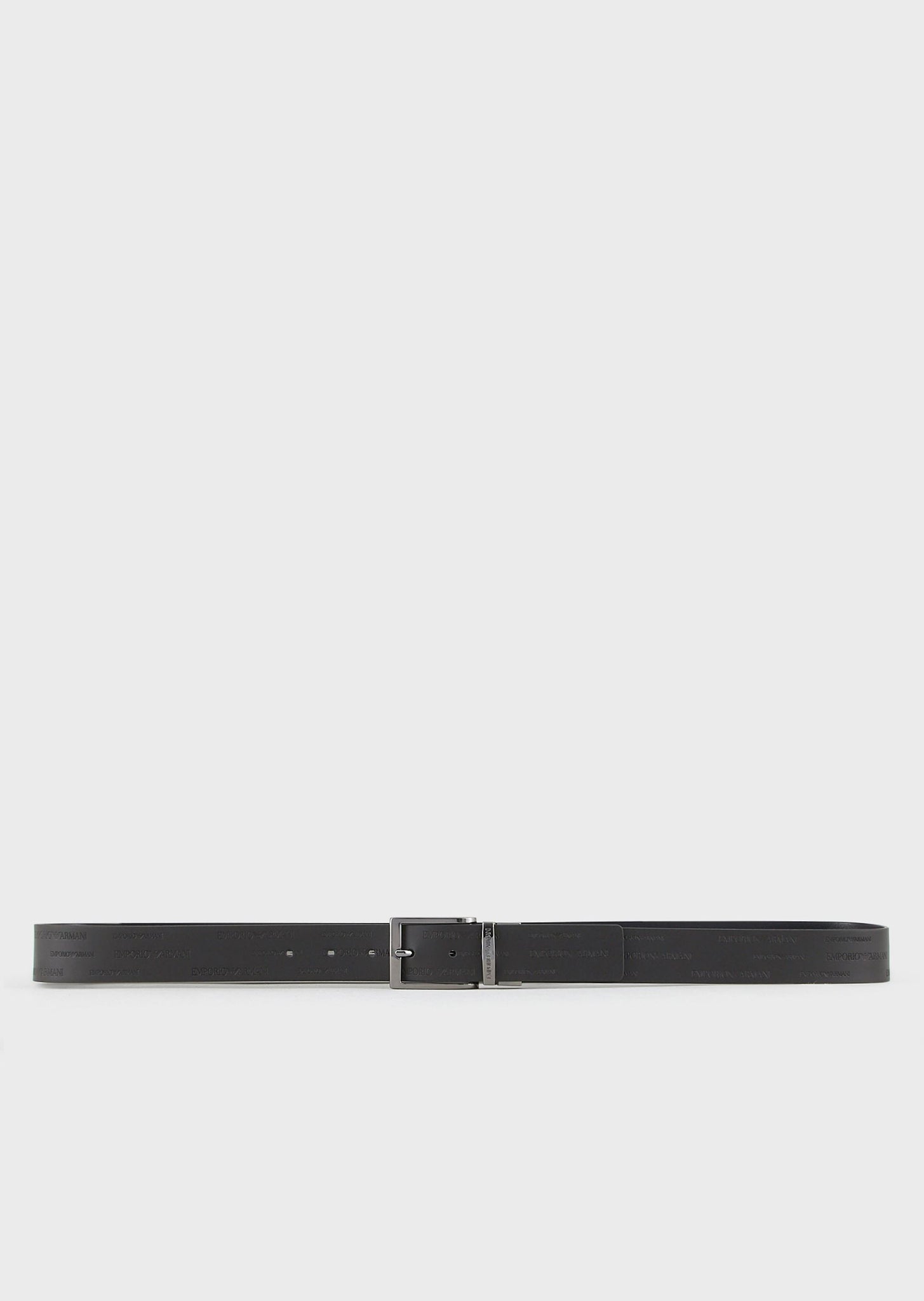 Cintura in pelle con logo embossed all over / Nero - Ideal Moda