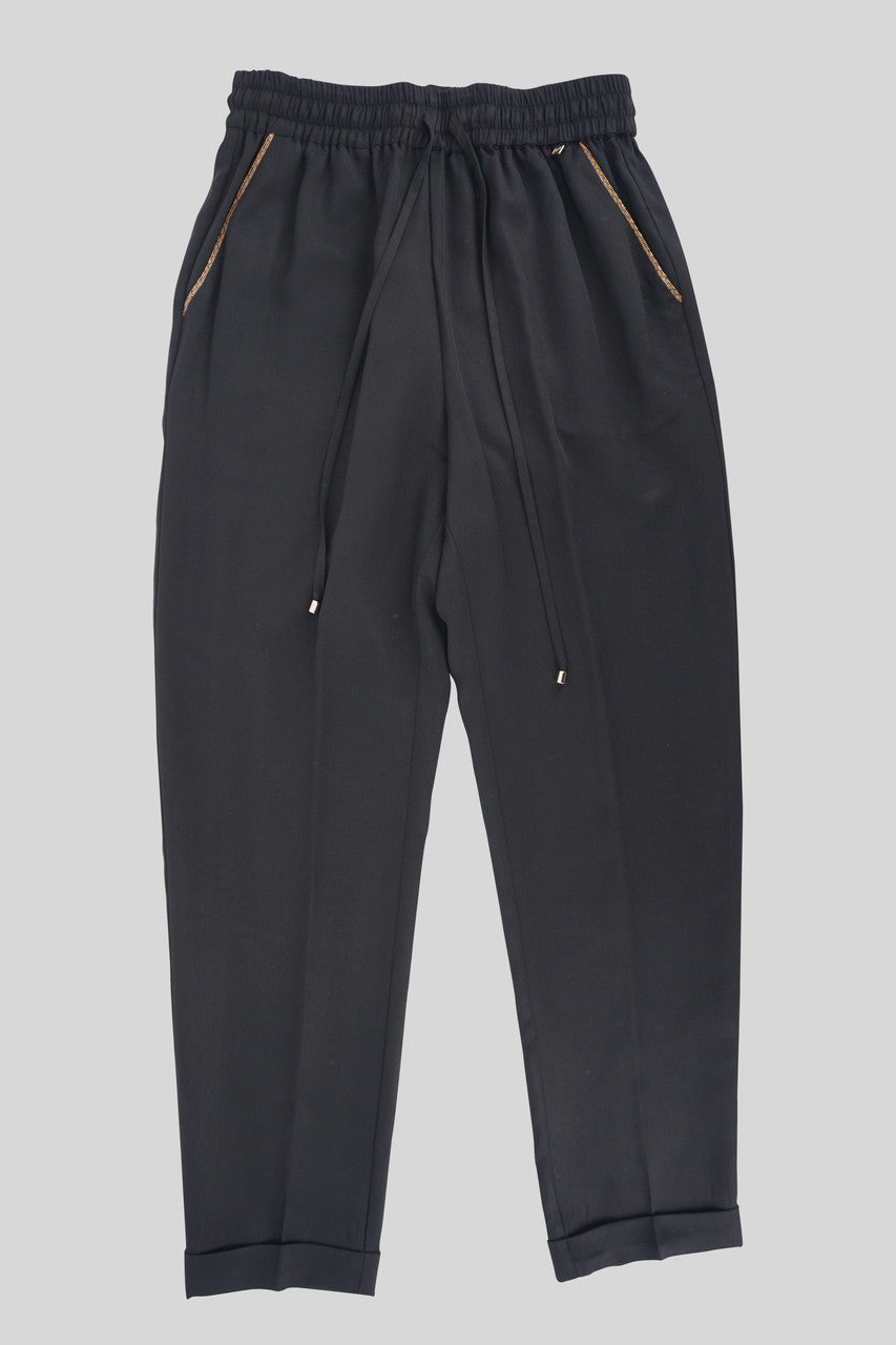 Pantalone joggers in tencel / Nero - Ideal Moda