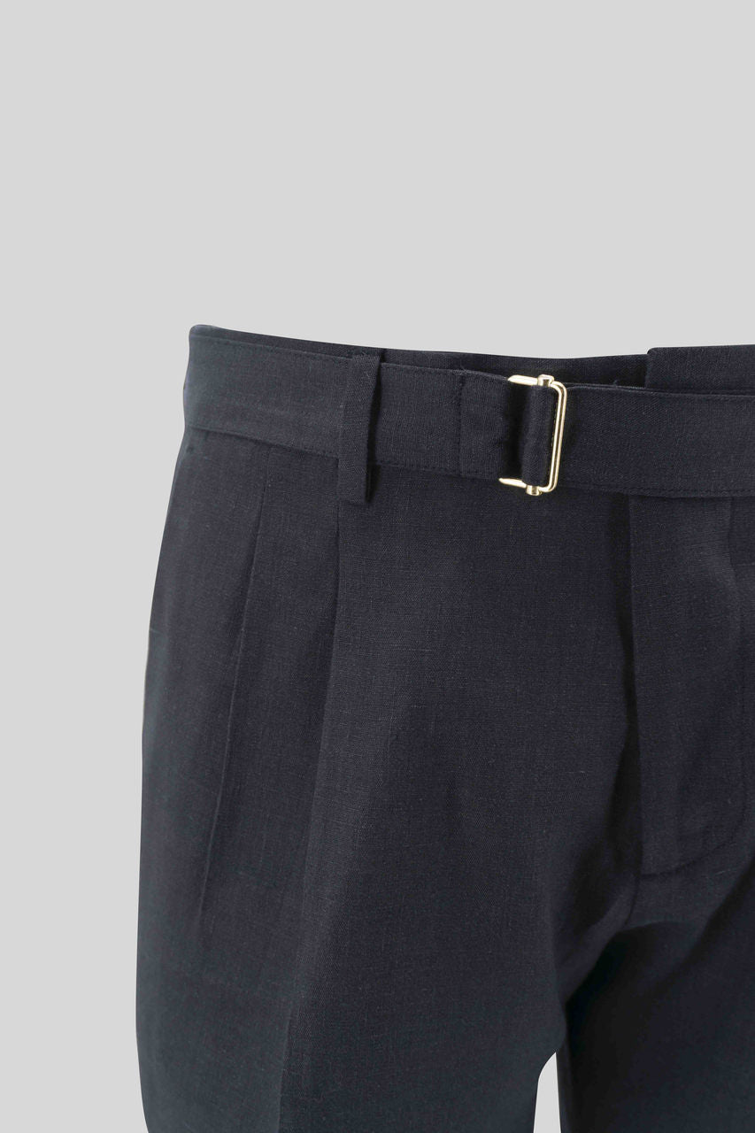 Pantaloncino in Lino con Cintura / Nero - Ideal Moda