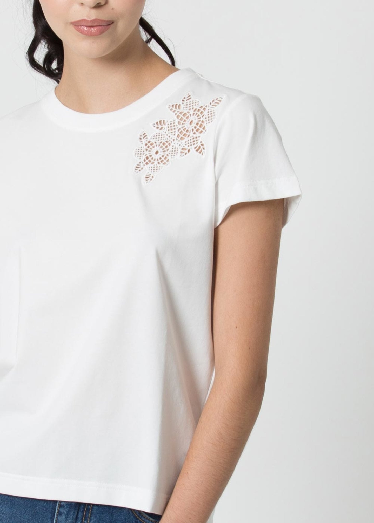 T-Shirt Kocca Girocollo / Bianco - Ideal Moda