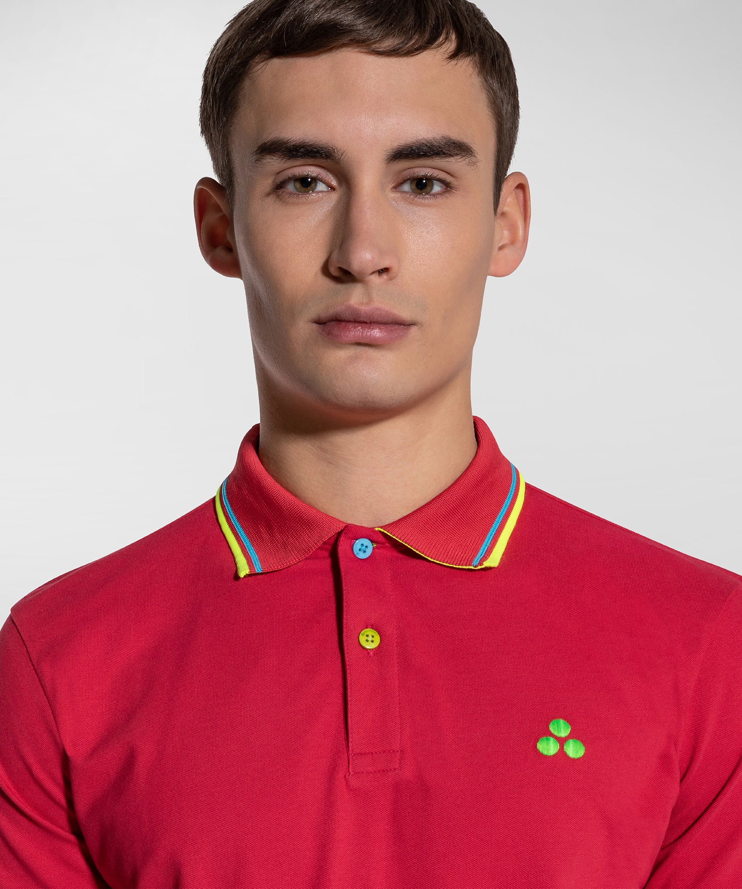 Polo in Piquet con Dettagli Fluorescenti / Rosso - Ideal Moda