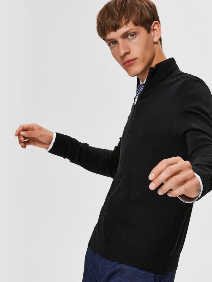 Cardigan Selected con Zip / Nero - Ideal Moda