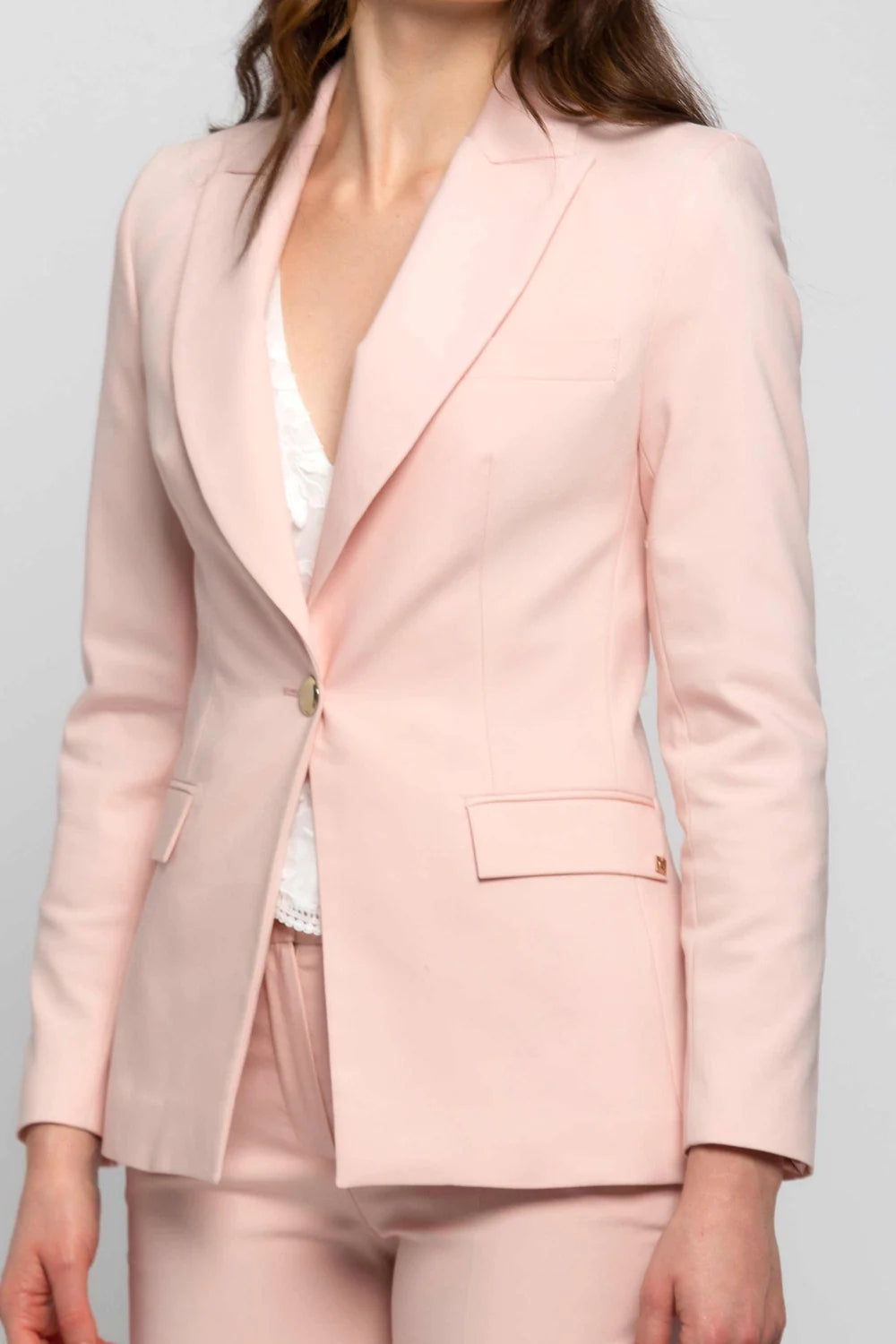 Tailleur Monopetto Slim Fit Kocca / Rosa - Ideal Moda