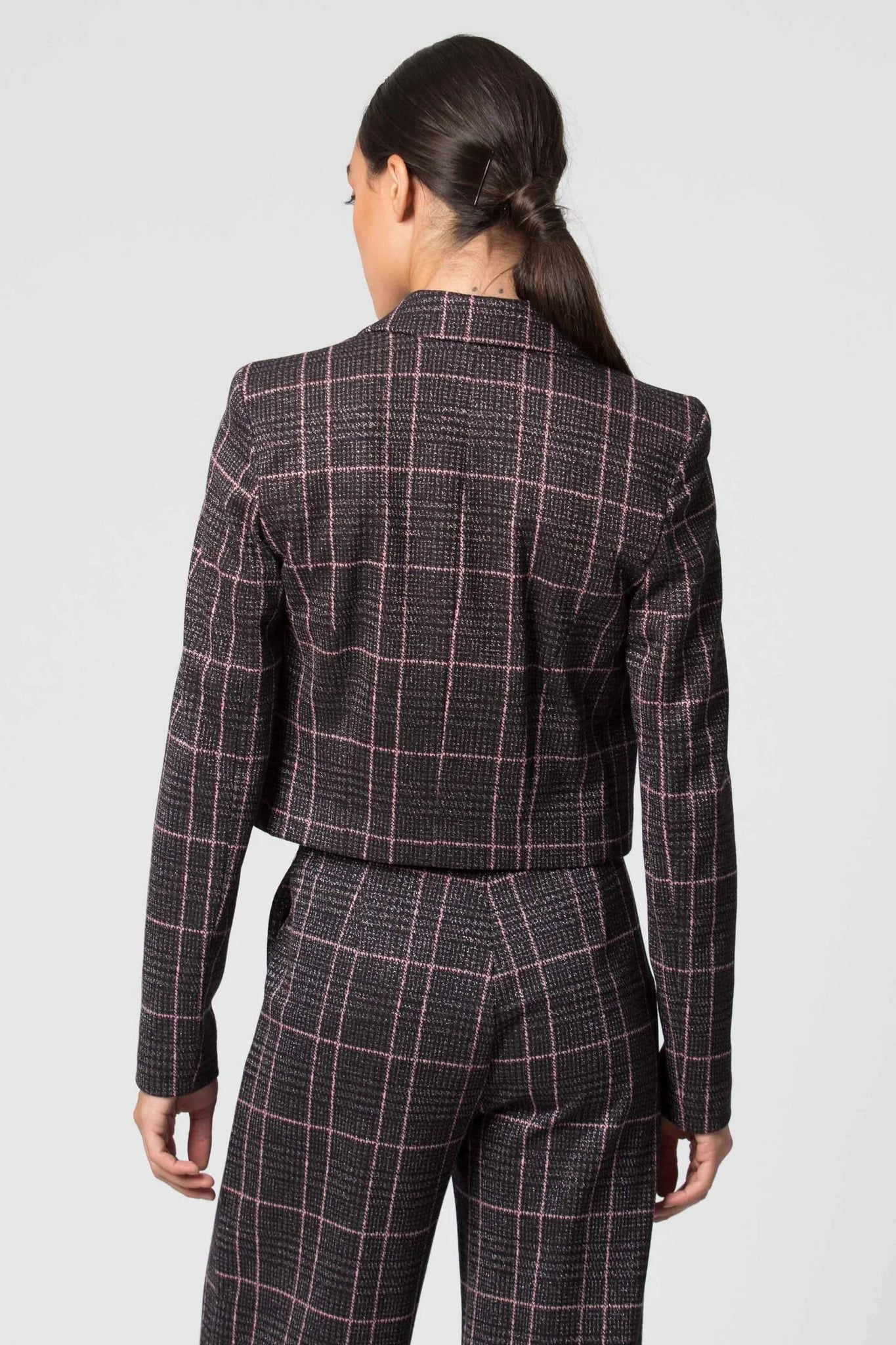 Giacca a Fantasia Corta Kocca / Grigio - Ideal Moda