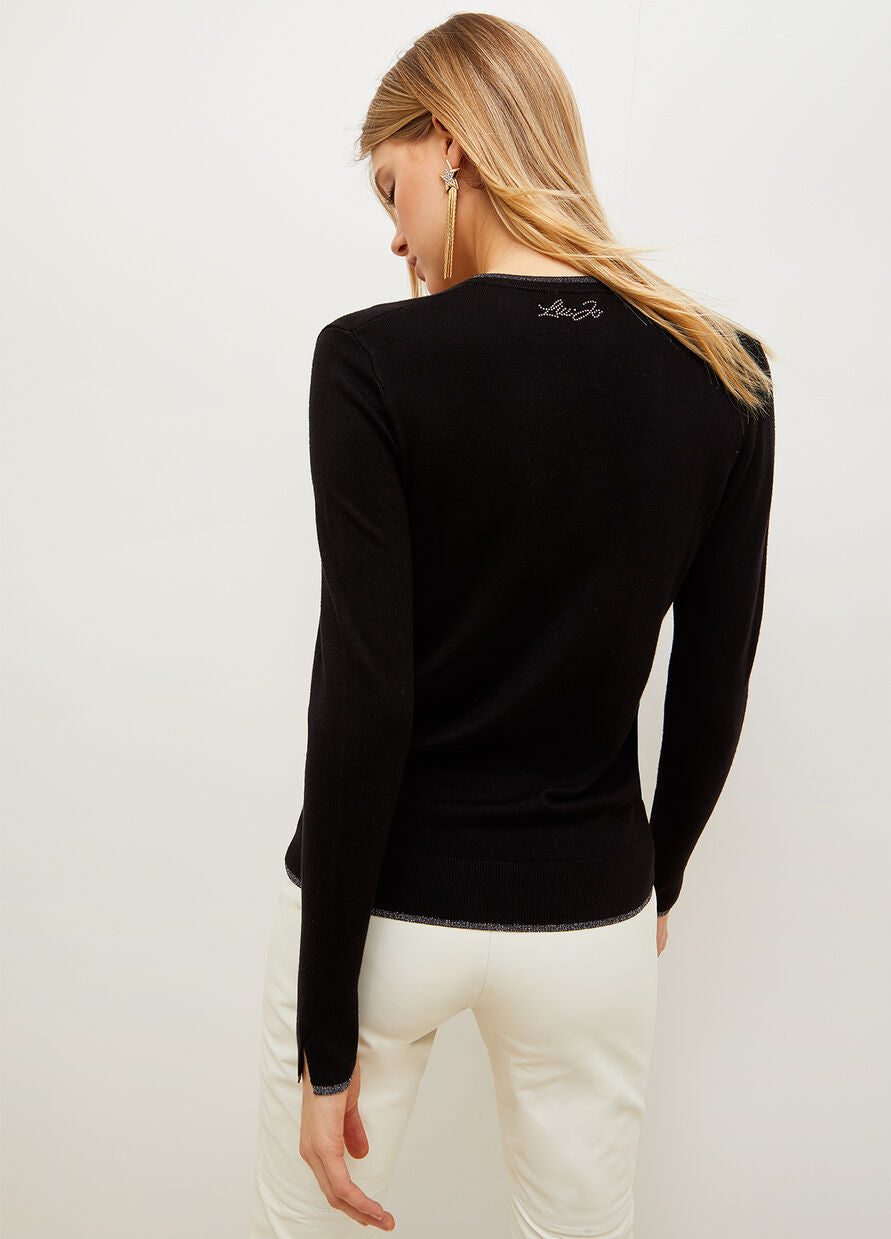 Maglia con Scollo a V Liu Jo / Nero - Ideal Moda