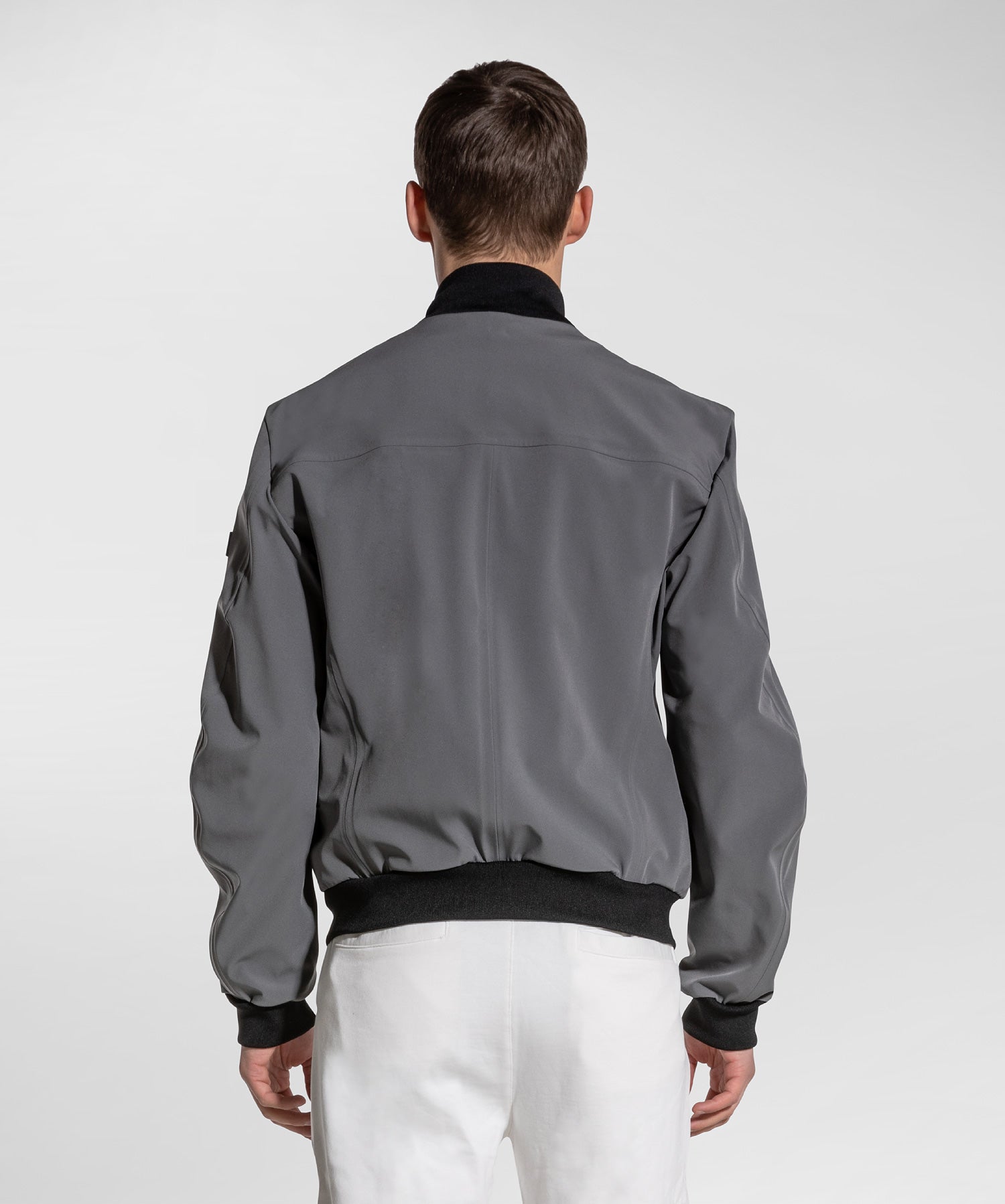 Bomber Liscio in Tessuto Stretch / Grigio - Ideal Moda