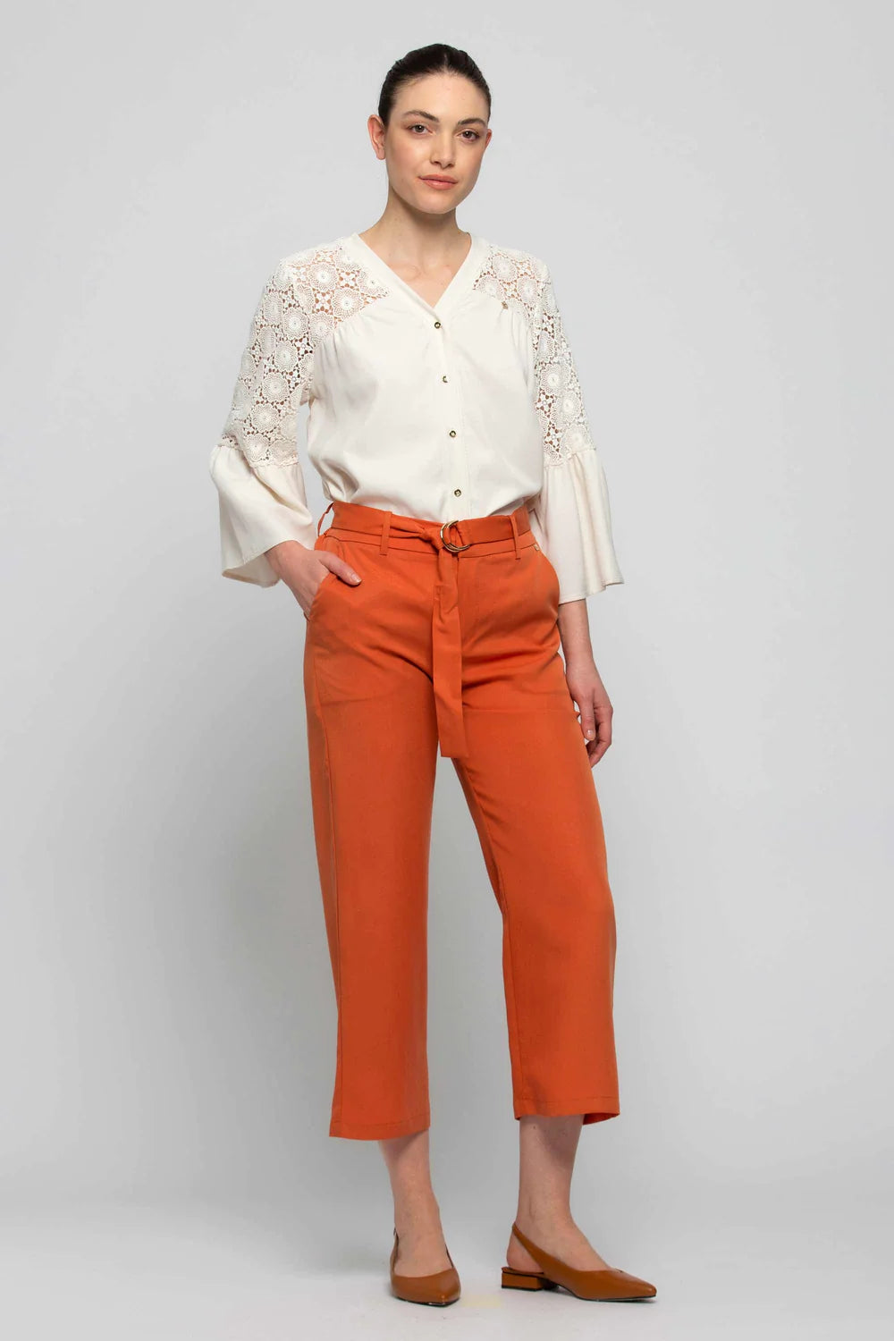 Pantalone con Cintura Kocca / Marrone - Ideal Moda