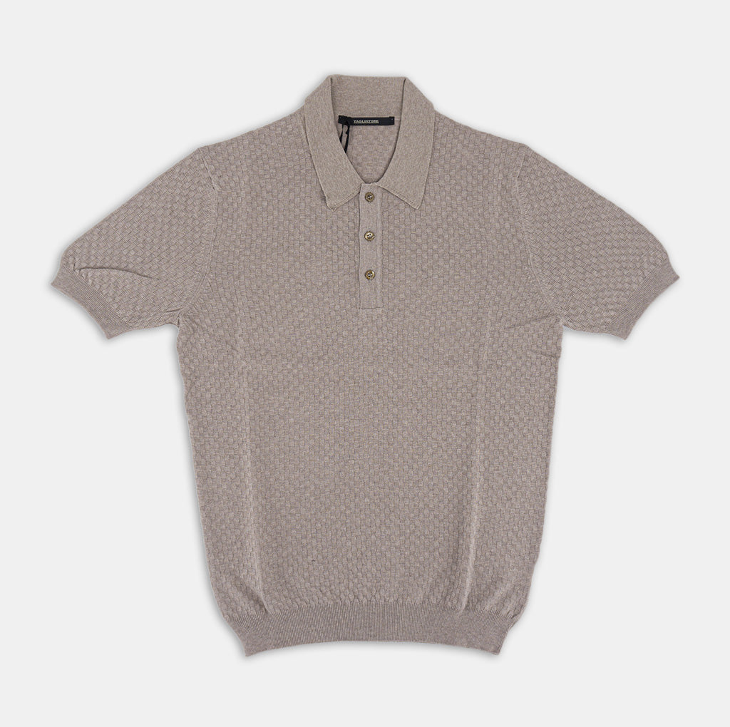 Polo in Filo di Cotone Tramato / Beige - Ideal Moda