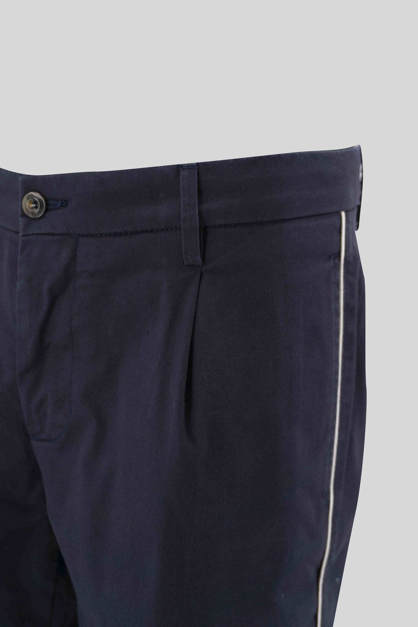Pantaloncino in Cotone con Piping / Blu - Ideal Moda
