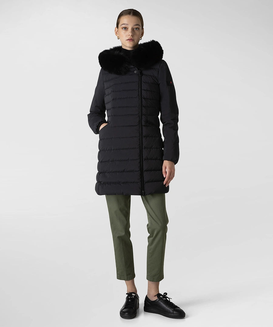 Piumino Slim con Pelliccia Peuterey / Nero - Ideal Moda