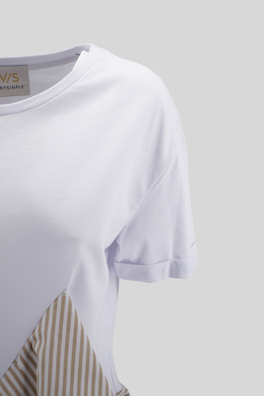 T-Shirt doppio tessuto / Beige - Ideal Moda