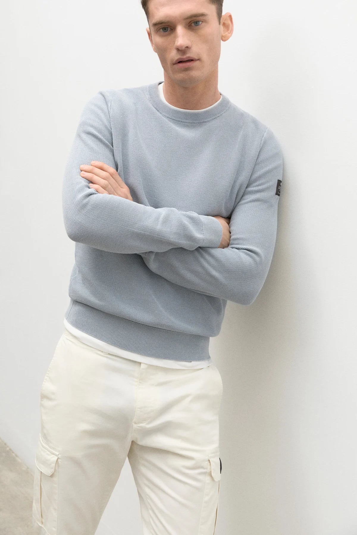 Maglia Girocollo con Logo Ecoalf / Celeste - Ideal Moda