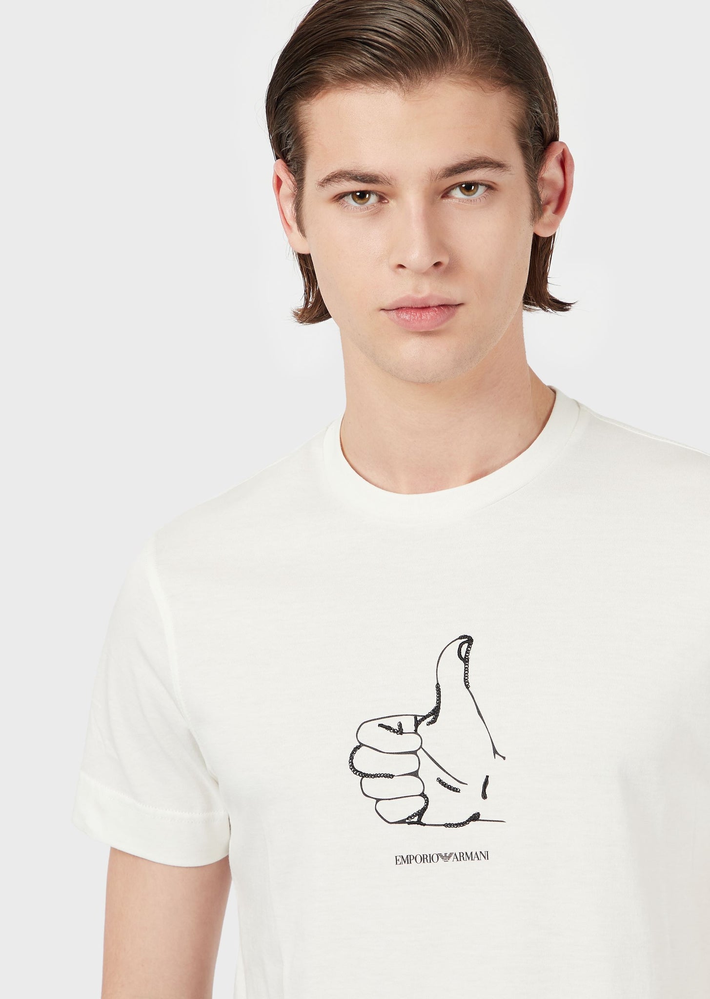 T-Shirt in Supima stampa gestures / Bianco - Ideal Moda