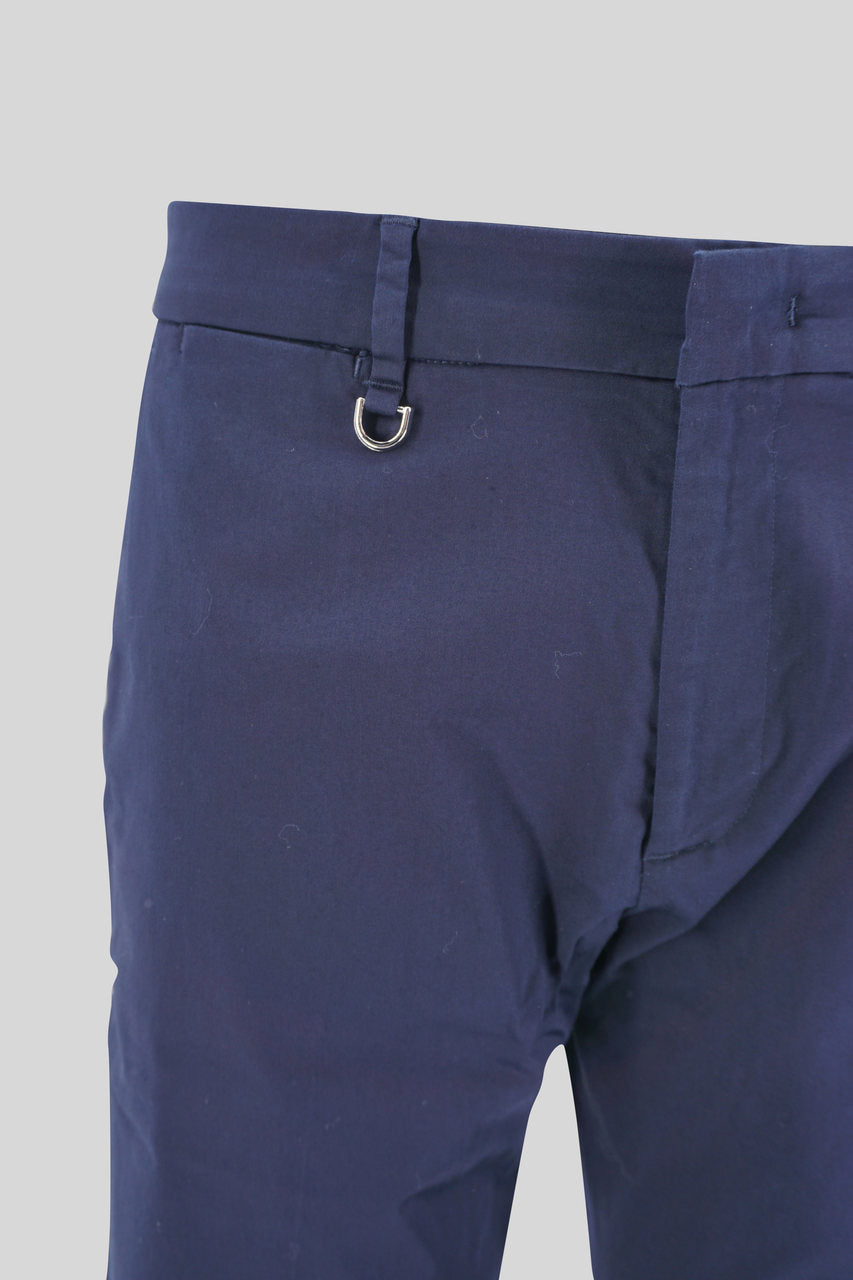 Pantalone in Satin di Cotone / Blu - Ideal Moda
