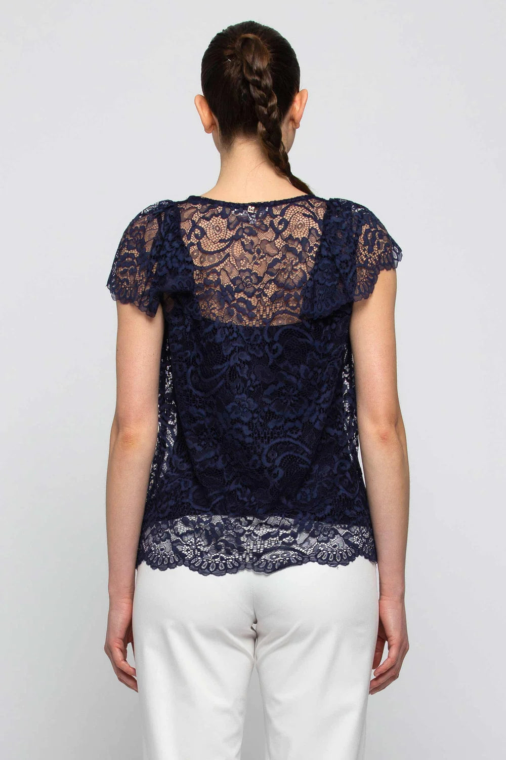 Blusa in Pizzo Kocca / Blu - Ideal Moda