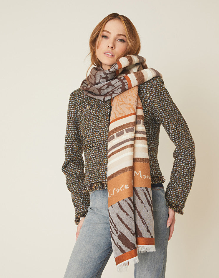 Sciarpa con Fantasia Manila Grace / Marrone - Ideal Moda
