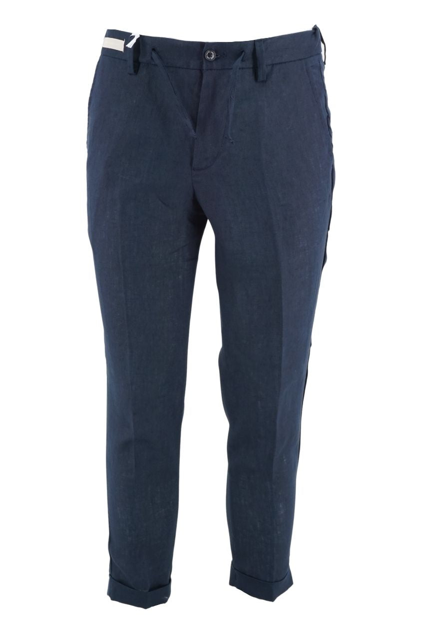 Pantalone Effetto Lino con Coulisse / Blu - Ideal Moda