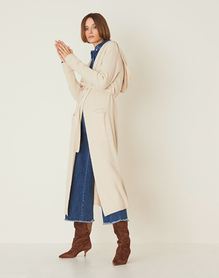 Cardigan Lungo con Cappuccio Manila Grace / Beige - Ideal Moda