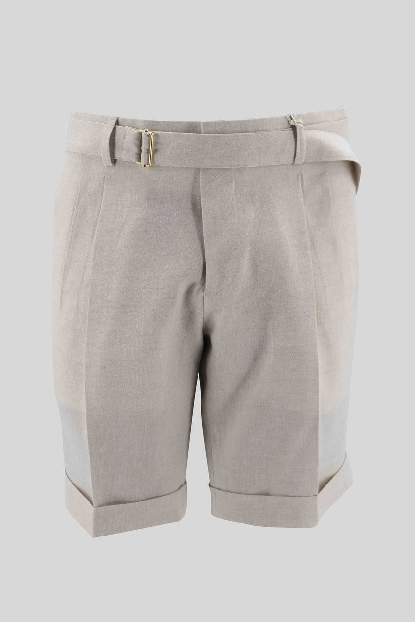 Pantaloncino in Lino con Cintura / Beige - Ideal Moda