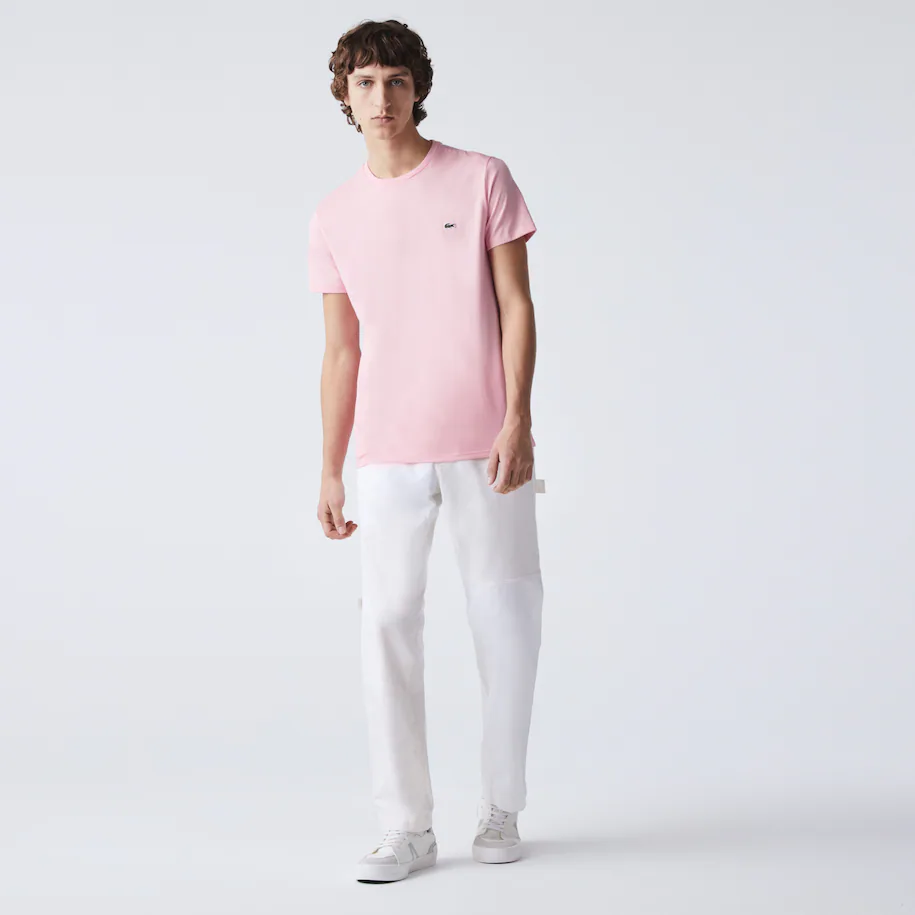 T-Shirt Lacoste in Pima Cotton / Rosa - Ideal Moda