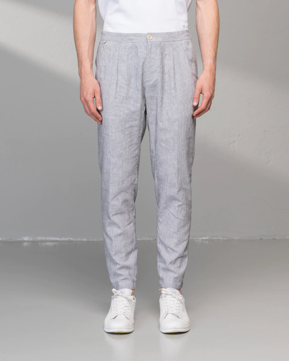 Pantalone a Righe AT.P.CO / Bianco - Ideal Moda