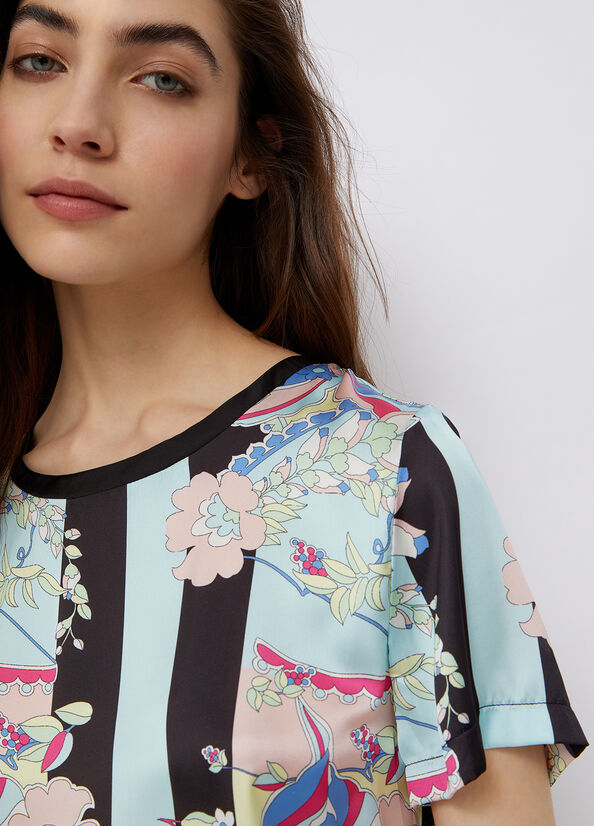 T-Shirt Liu Jo in raso / Azzurro - Ideal Moda