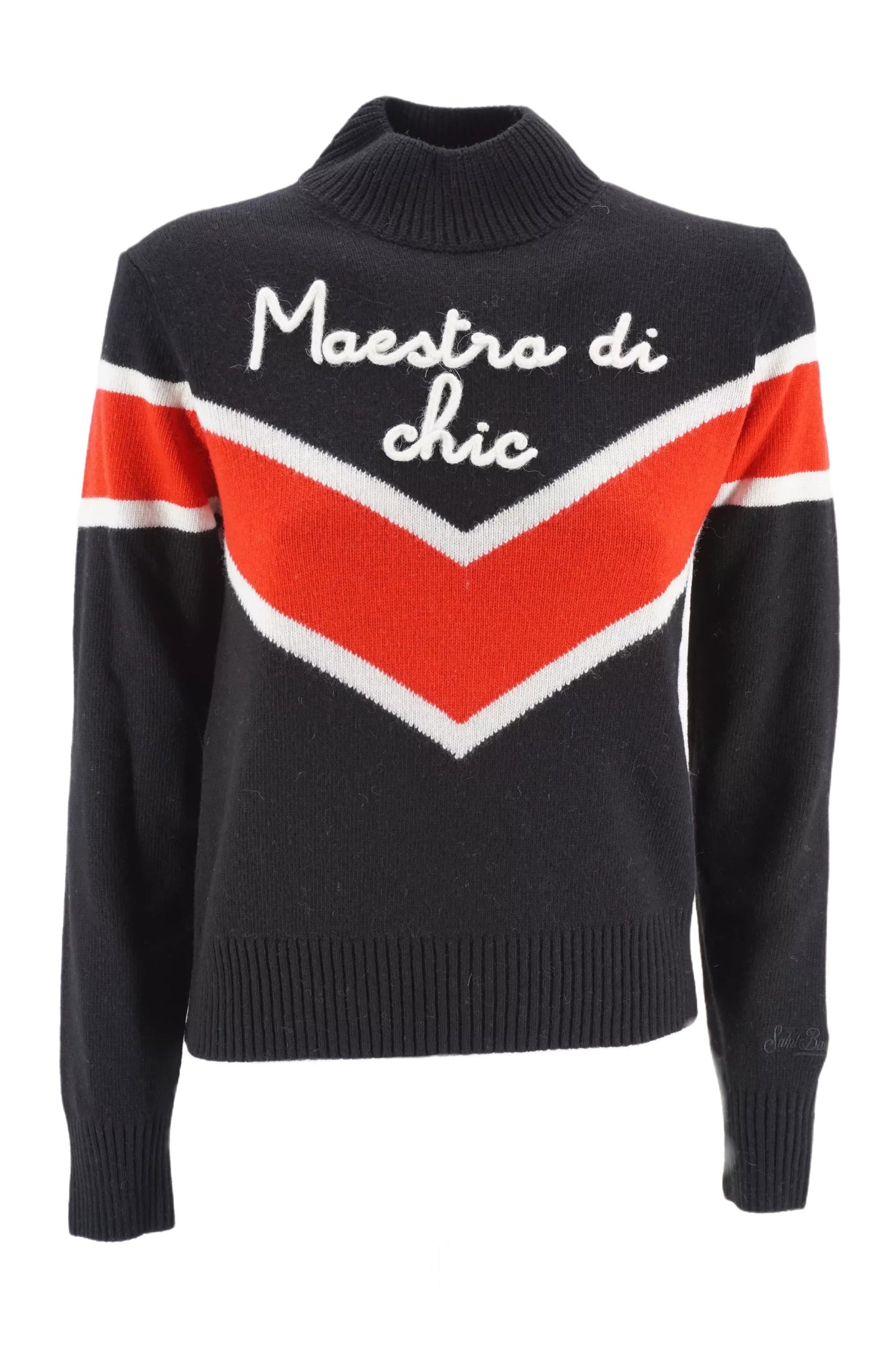 Maglia con Ricamo Cortina Mc2 Saint Barth / Nero - Ideal Moda