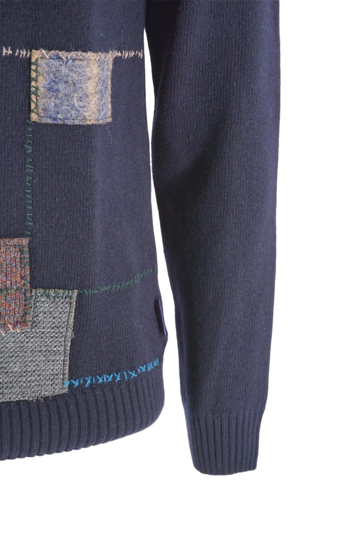 Maglia con Ricami Patch Bob / Blu - Ideal Moda