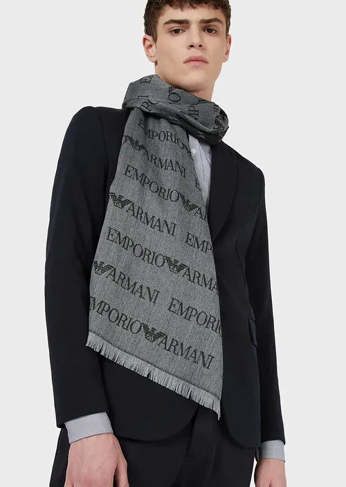 Sciarpa con Scritta Emporio Armani / Grigio - Ideal Moda