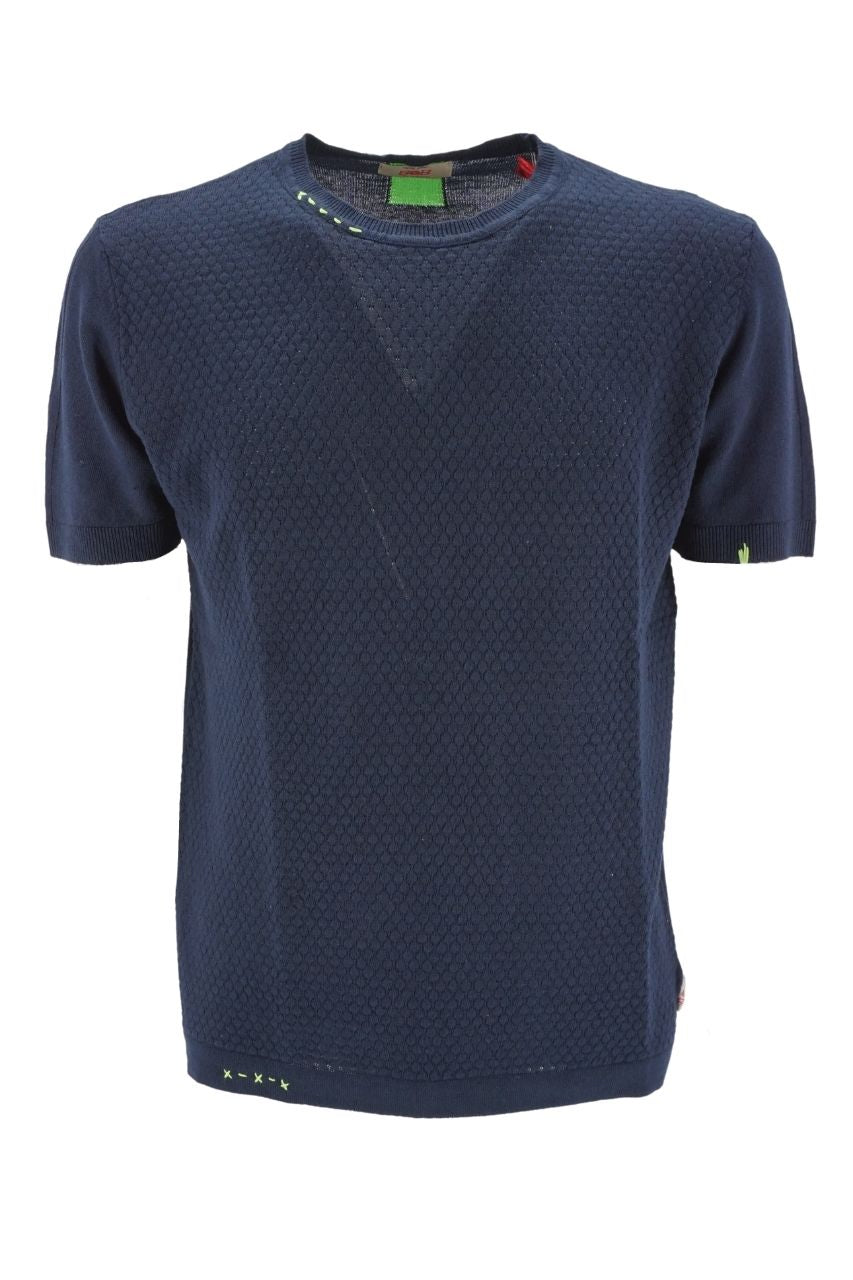 T-Shirt Bob in Cotone e Lino / Blu - Ideal Moda