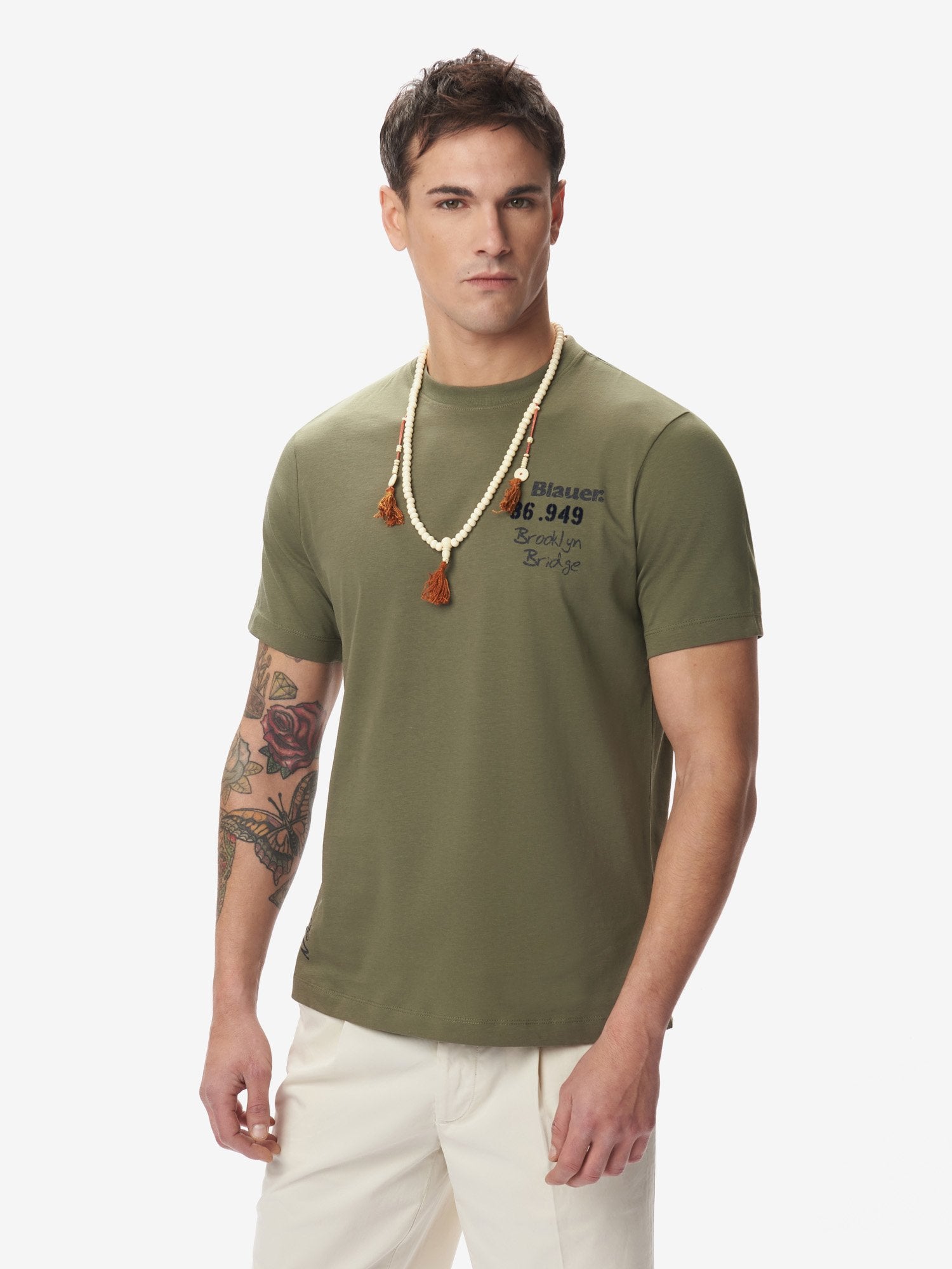 T-Shirt Blauer in Cotone / Verde - Ideal Moda