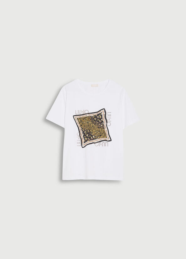 T-Shirt in Cotone con Stampa Liu Jo / Bianco - Ideal Moda