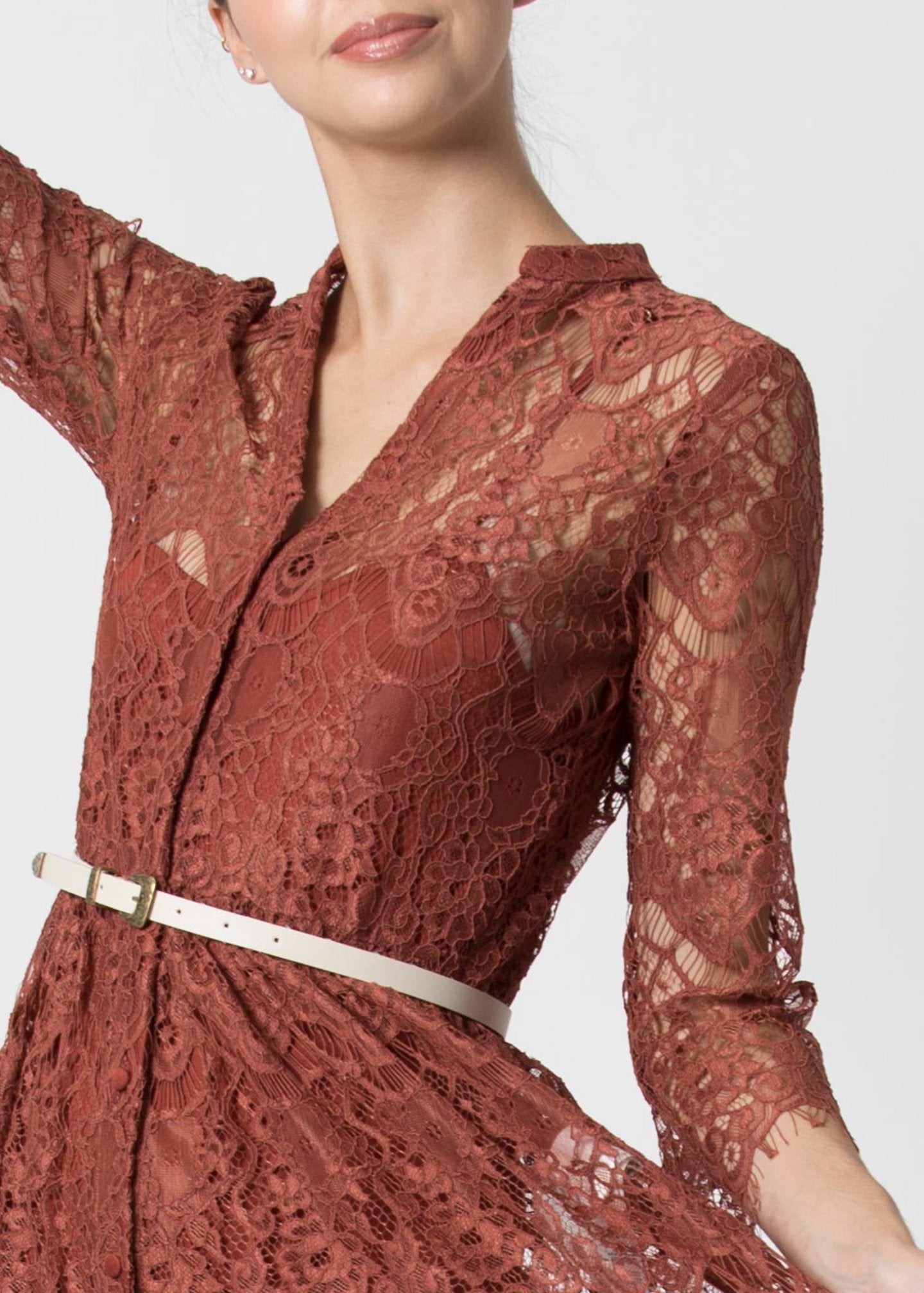 Abito Kocca con Scollo a V / Rosa - Ideal Moda