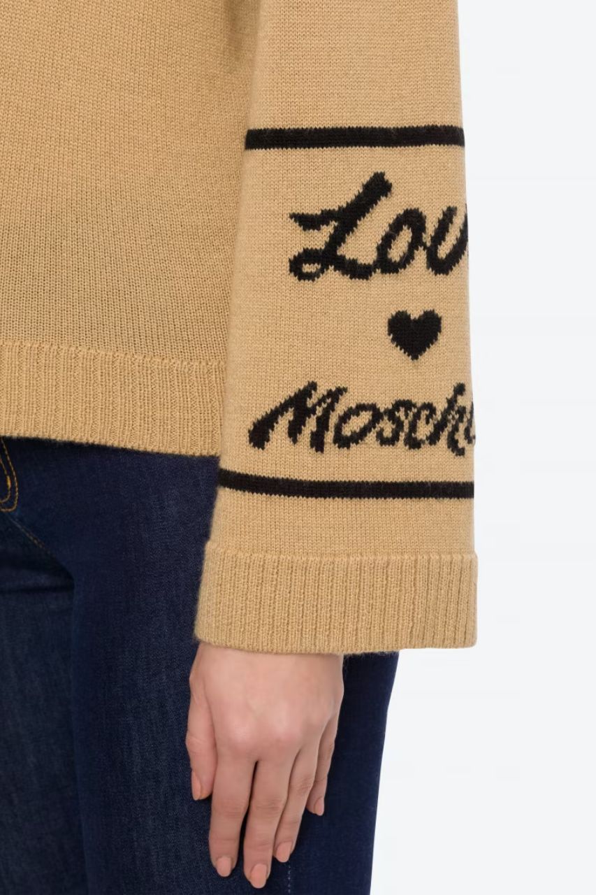Maglia con Scollo a V / Beige - Ideal Moda