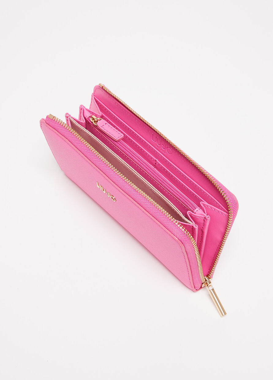 Portafoglio effetto saffiano, rosa polvere | Intrend