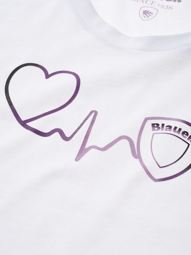 T-Shirt Blauer con Stampa / Bianco - Ideal Moda