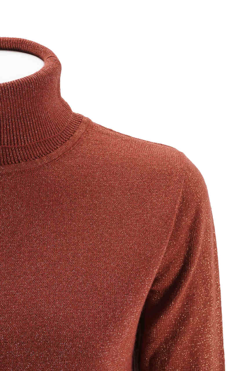 Maglia Very Simple a collo alto / Marrone - Ideal Moda