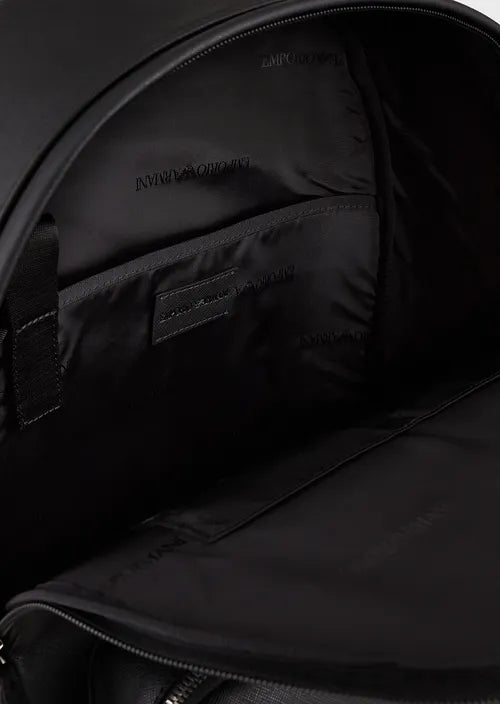 Zaino in Pelle Rigenerata con Logo Emporio Armani / Nero - Ideal Moda