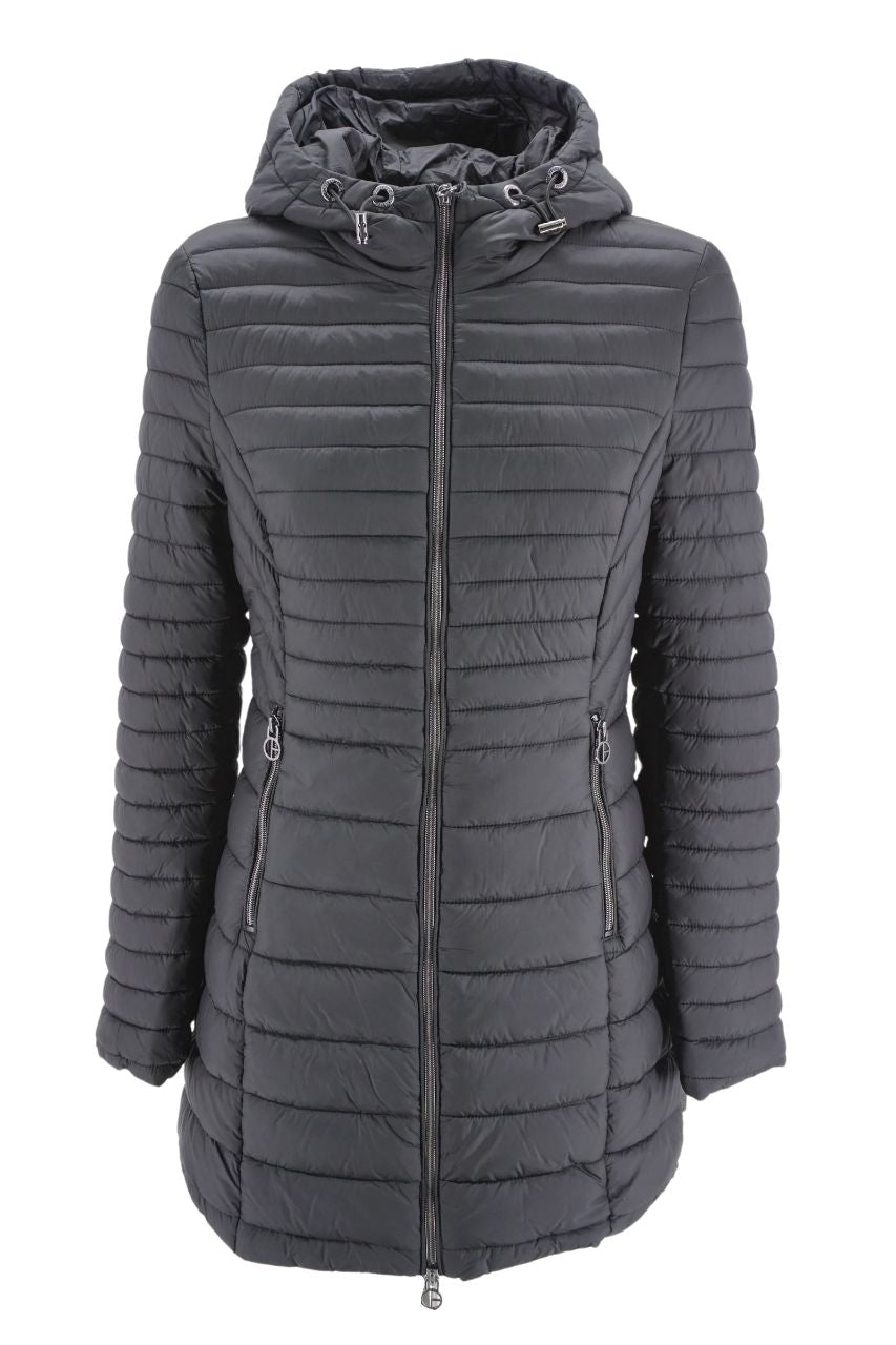 Giubbino Lungo con Cappuccio Clinchberry / Nero - Ideal Moda
