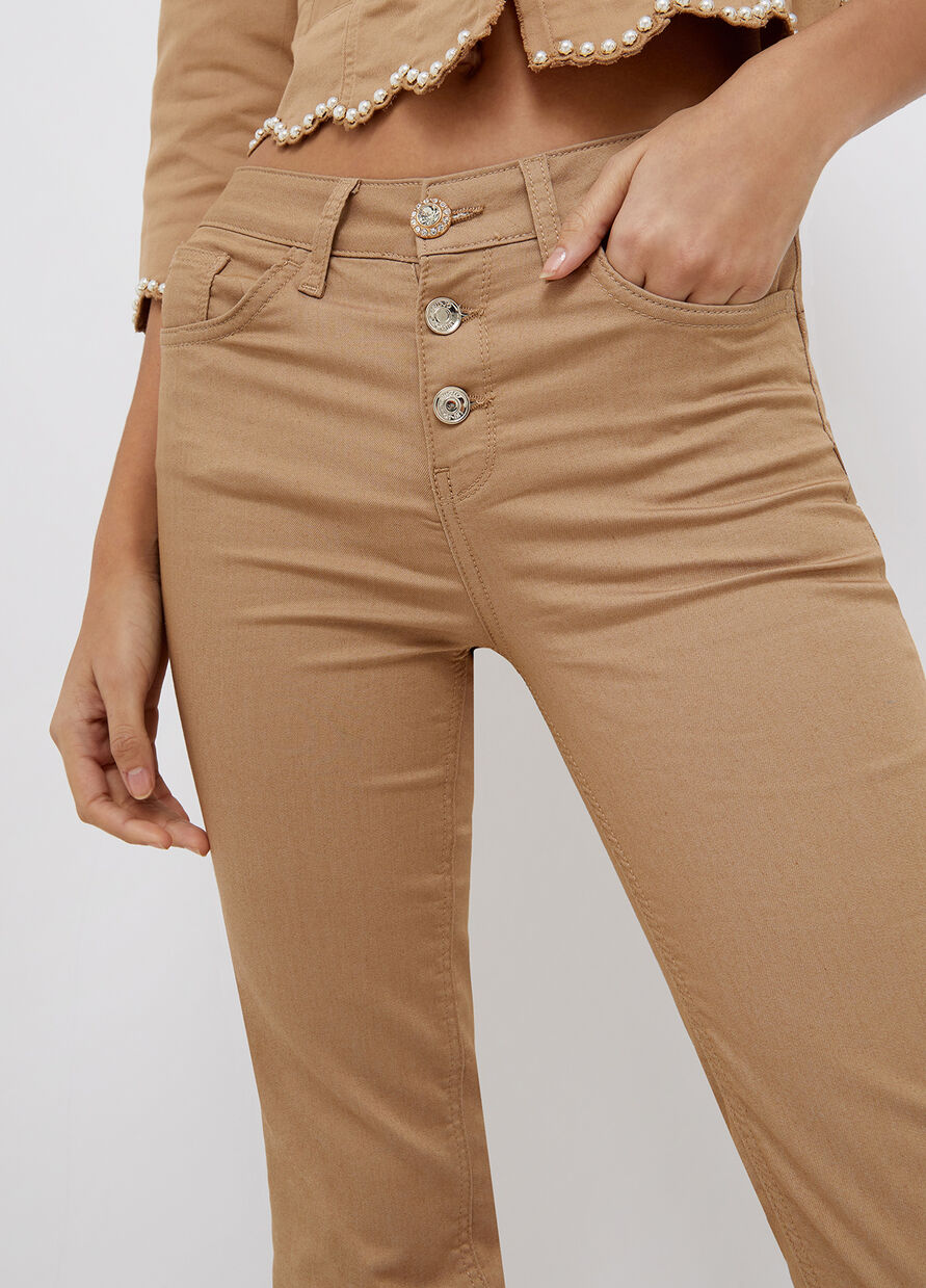 Pantalone Liu Jo con Bottoni Gioiello / Beige - Ideal Moda