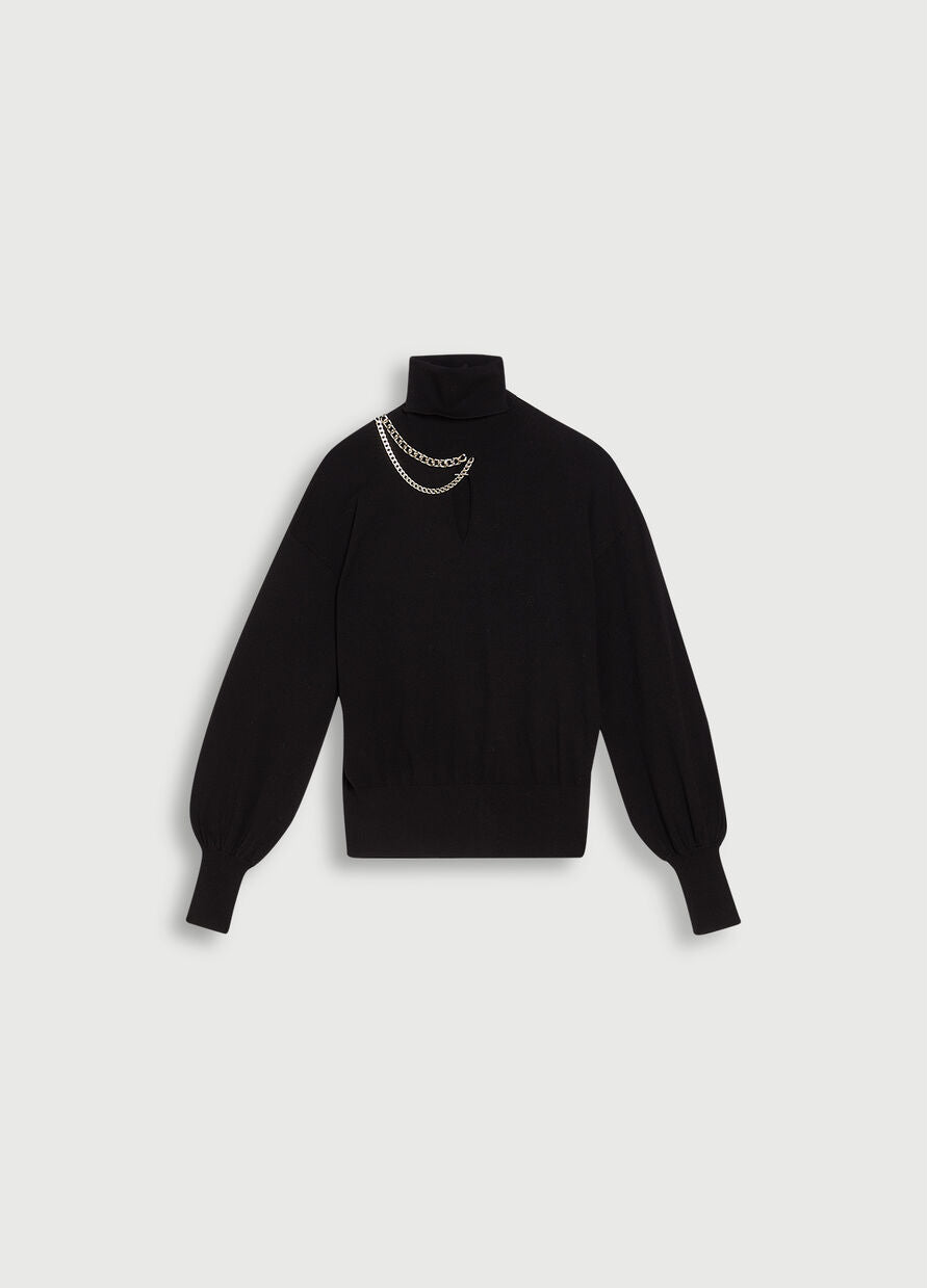 Maglia a Collo Alto con Dettaglio Liu Jo / Nero - Ideal Moda