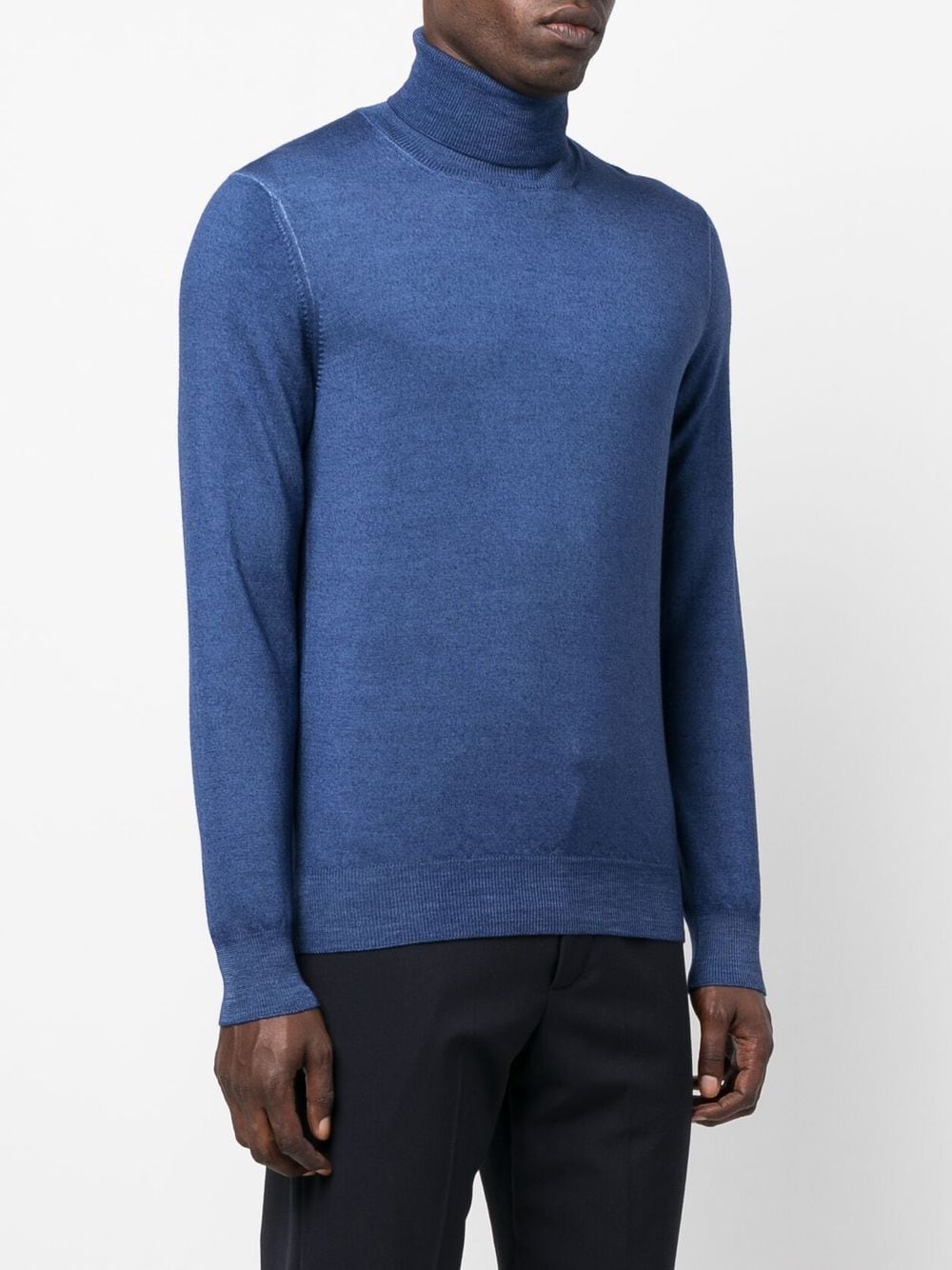 Maglia a Collo Alto in Lana Tagliatore / Blu - Ideal Moda