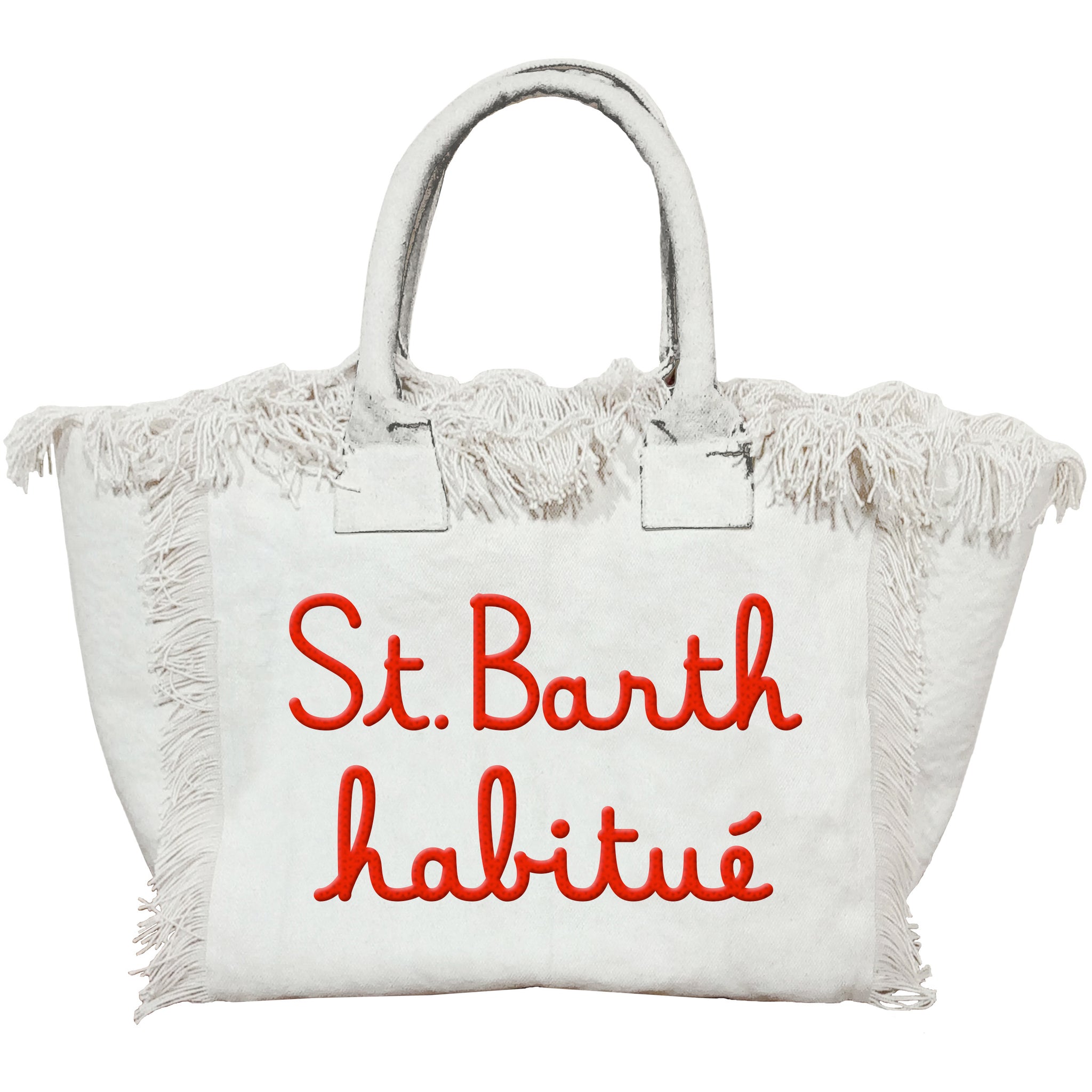 Borsa in Canvas con Ricamo / Bianco - Ideal Moda